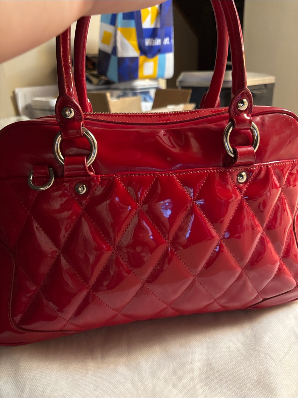 Coach Poppy Red Quilted Liquid Gloss Satchel. - Picture 15 of 16